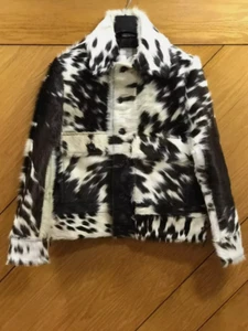 Cowhide Motorcycle Jacket Men's Real Hair-On Leather Cow Hide Pony Skin Coat - Picture 1 of 3