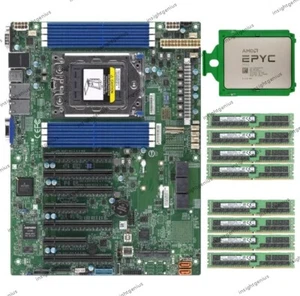Supermicro H12SSL-i Motherboard + AMD 7742 CPU + 8x Samsung 32GB 2666MHz RAM - Afbeelding 1 van 4