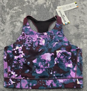 Smartwool Active Crop Bra Top Womens Large Purple Iris Watercolor Merino Blend - Picture 1 of 11