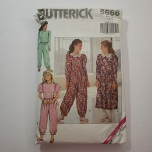 Butterick 5666 Girls Jumpsuit Dress Romper Sewing Pattern Size 7-10 CUT - Picture 1 of 7