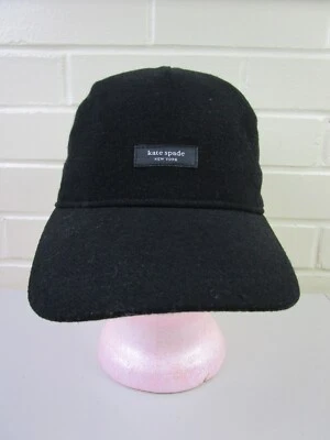 KATE SPADE NY Wool Blend Adjustable Women's Baseball Cap BLACK Hat Box Logo - Image 1 of 4
