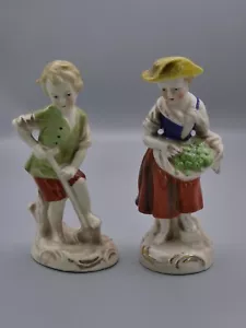 The Little Gardener Figurine Ragazzo Ragazza Vintage 1932 Senza Marchio Goebel Raro Coppia 5" - Foto 1 di 12
