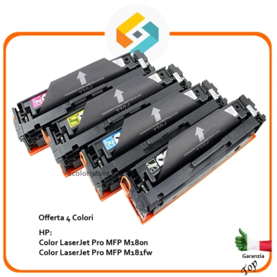 4 Toner compatibile per HP Color LaserJet Pro MFP M180n M181fw CF530 31 32 33 - Immagine 1 di 3