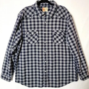 Ruff Hewn Mens Button Down Shirt Size 2XL Long Sleeve Snap Closure Navy & White - Picture 1 of 10