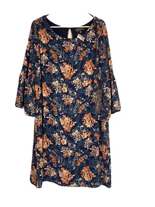 NWT Luxology Floral Peplum Sleeve Shift Dress Size 16 - Picture 1 of 6