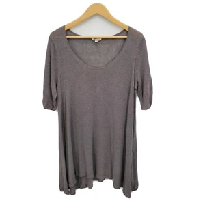 Eileen Fisher Damen U-Ausschnitt Tunika Pullover grau Leinen Seide Medium Lagenlook - Bild 1 von 4