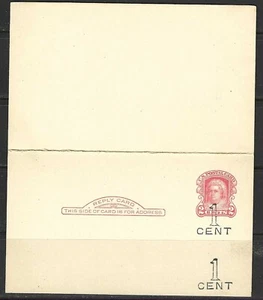 U.S. POSTANTWORTKARTE #UY9b -- DBL SURCH -- 1920 -- POSTFRISCH - Bild 1 von 2