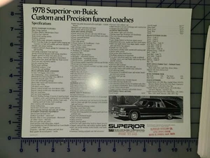 1978 Superior Coach Buick Chassis Hearse Brochure Sheet - Bild 1 von 1