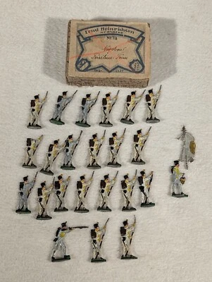 Antique Ernst HEINRICHSEN Nurnberg Soldier Flats ~ Marching Yellow Grenadiers - Image 1 of 4