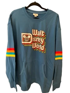 Walt Disney World Herren Sweatshirt 2XL Blau Baumwolle Regenbogen Pullover Retro Neu mit Etikett - Bild 1 von 11