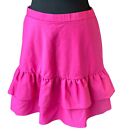 J. Crew Mercantile Mini Skirt Size 8 Hot Pink Mini Ruffle Wool Blend