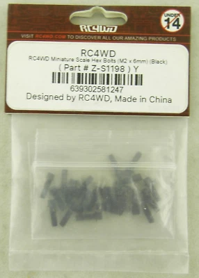 Miniature Scale Hex Bolts (M2 x 6mm)(Black) - RC4WD #Z-S1198 - Image 1 of 2