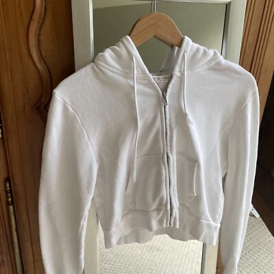 Бренди Melville белый кристалл укороченный молнии John Galt толстовка с капюшоном OS - Изображение 1 из 4