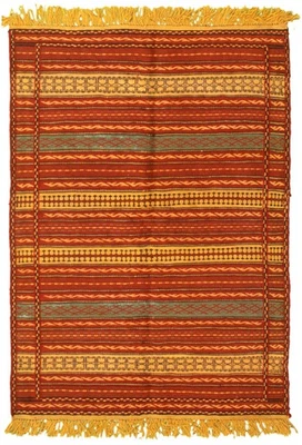 Traditional Vintage Hand Woven Carpet 3'7" x 5'0" Wool Kilim Area Rug - Image 1 of 4