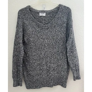 Old Navy Tunika Länge Pullover Strickpullover S blau meliert V-U-Ausschnitt Oversize - Bild 1 von 8