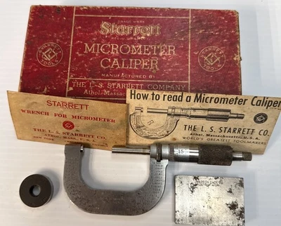 Starrett Micrometer Caliper No. 2A in original box W 1 & 2 Inch Gages - Image 1 of 4
