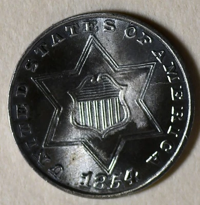 1854 3c Silver Choice UNC - Image 1 of 2