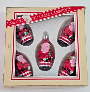 5 Vintage Bradford 3.25" Glass Santa Ornaments Decorated Christmas Balls #1 - Picture 1 of 7