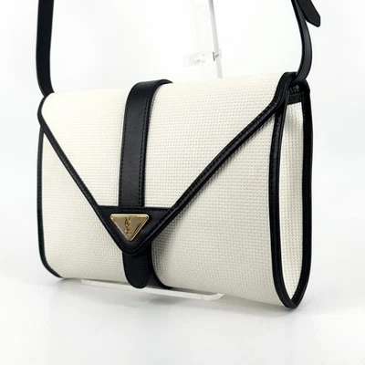Auténtico Bolso de Hombro Yves Saint Laurent Cuero PVC Blanco YSL Bandolera - Imagen 1 de 4