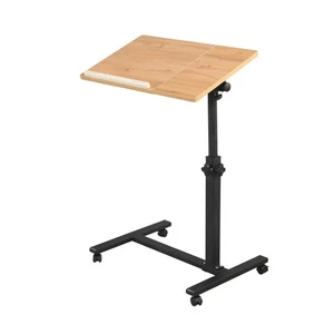 Adjustable Table Tray Desk Overbed Bedside Mobile Rolling Laptop Stand Tilting - Picture 1 of 7