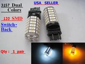 2 pcs 3157 120 SMD LED Switch Back Dual colors 80pcs Amber 40pcs White LED - Picture 1 of 8