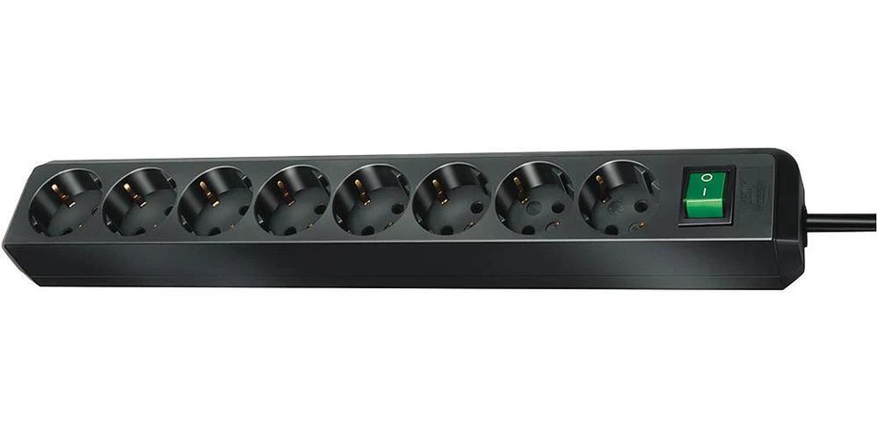 Eco-Line Euro 8 Gang Extension, 3m, Black - BRENNENSTUHL - Image 1 of 1