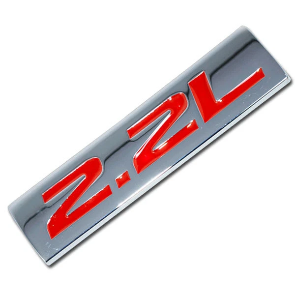 CHROME/RED METAL 2.2L ENGINE RACE MOTOR SWAP EMBLEM BADGE FOR TRUNK HOOD DOOR - Image 1 of 1