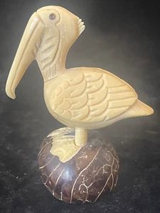 Tagua Nut Pelican Hand Carved Vtg. Figurine Sculpture 3.25” Tall - Picture 1 of 8