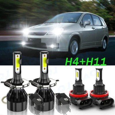 For Suzuki Aerio 2002-2007 4X LED Headlight High/Low + Fog Light Bulbs Kit White - Image 1 of 4