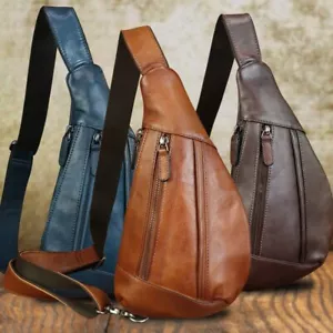 Genuine Leather Sling Bag for Women Men Sling Backpack Purses Crossbody Bag - Picture 1 of 16