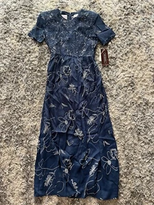 Karin Stevens blaues Blumenmusterkleid Gr. 6 neu mit Etikett Neu mit Etikett - Bild 1 von 5