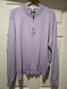 Peter Millar 1/2 Zip Longsleeve Pima Cotton Blend Light Purple Sweater Sz XXL - Picture 1 of 6