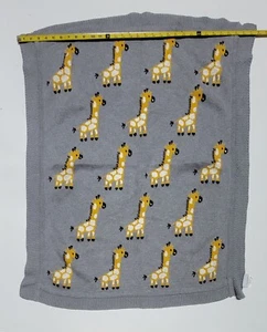 Baby Giraffe Throw Blanket Gray Knit 32x36 Cotton Made In India - Picture 1 of 5