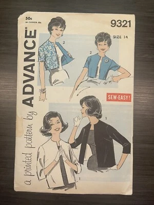 Advance 9321 Pattern Jacket Misses Size 14 Uncut Vintage  - Image 1 of 3
