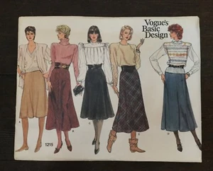 Vogue 1215 Skirt Bias A-Line Flared Size 6-10 Basic Design Vintage 80s Uncut - Picture 1 of 5