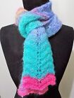 *16.5 X 132cm Oblong Hand Knitted Multicoloured Pastel Mohair Scarf