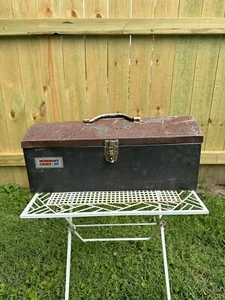 Workmans Choice Tool Box Vintage Tombstone Metal Portable Small 19 x 7.5  USA - Picture 1 of 18