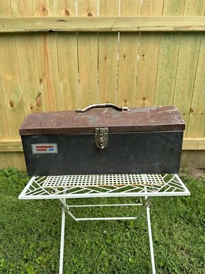 Workmans Choice Tool Box Vintage Tombstone Metal Portable Small 19 x 7.5  USA - Image 1 of 4