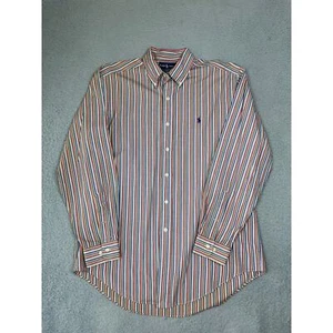 Ralph Lauren Mens Size 16 L Classic Fit Multicolor Striped Button Up Shirt - Picture 1 of 12