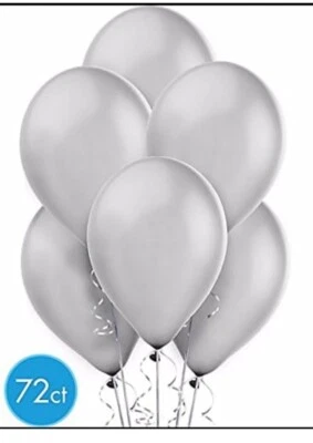72 Globos - 12" METÁLICO/Plata Perlada Cumpleaños Premium LATEX NUEVO Foto 1 de 2
