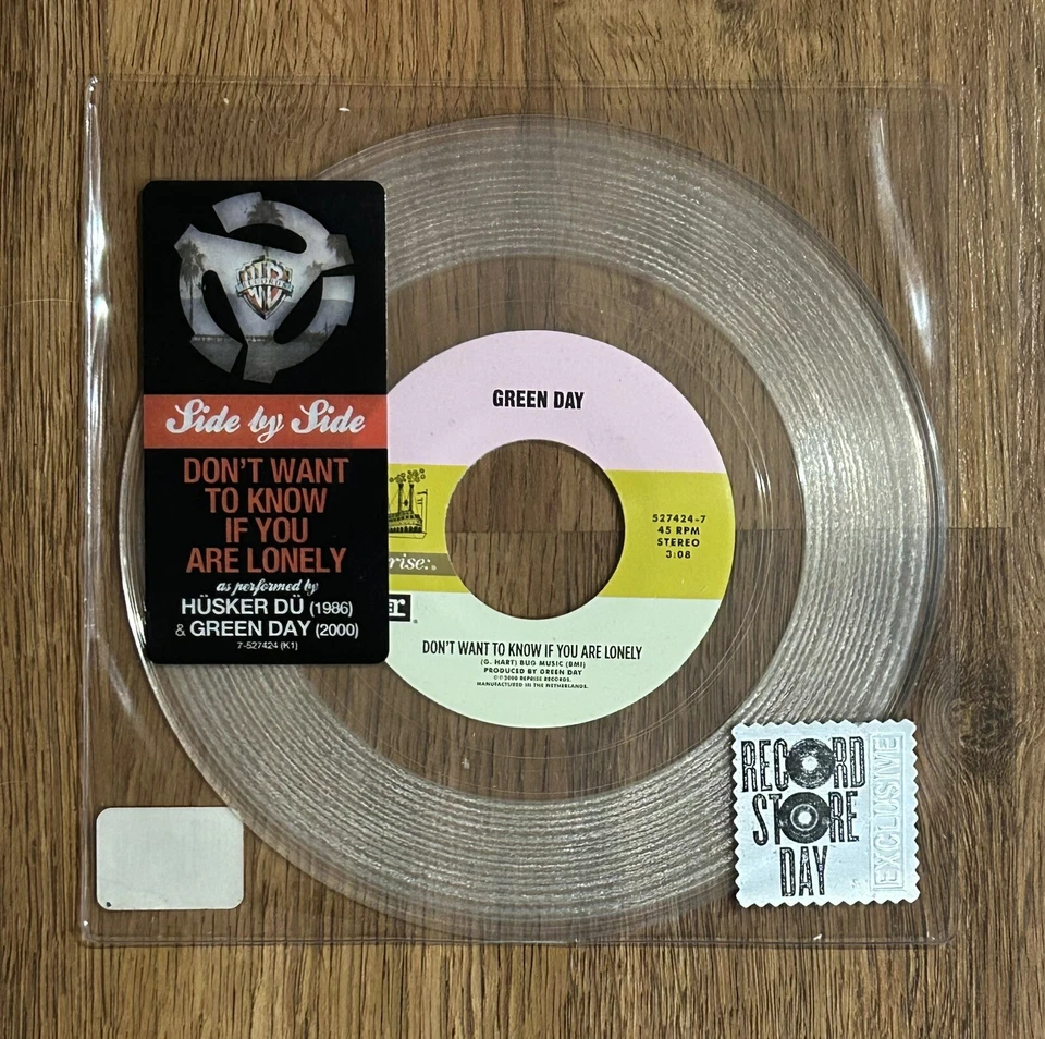 Green Day Husker Du I Don't Want To Know If You Are Lonely Clear 7” vinyl Rare - Image 1 of 2