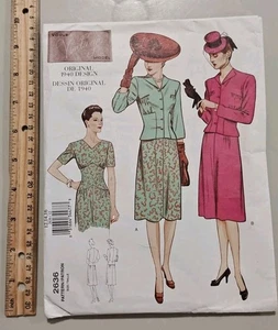 VINTAGE VOGUE VINTAGE MODEL ORIGINAL 1940 DESIGN 2636 SIZE VARIOS - Picture 1 of 6