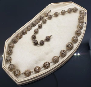 Antique 925 Sterling Filigree Ball Link Necklace - Bild 1 von 6