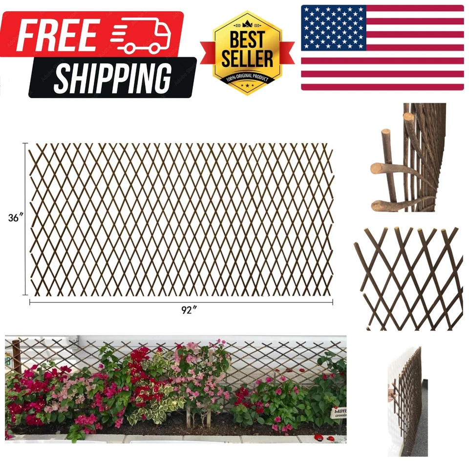 Garden Land Willow Expandable Plant Climbing Lattices Trellis Fence Support 36x9
