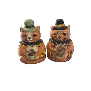 Johanna Parker Fall Thanksgiving Salt and Pepper Shaker Set Pilgrim Corn Cob - Picture 1 of 5