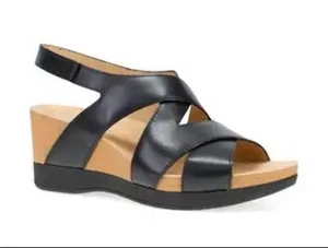 Dansko Shyla Women's Casual Sandals, Black Burnished Nappa Size 6.5, 37 - Picture 1 of 12