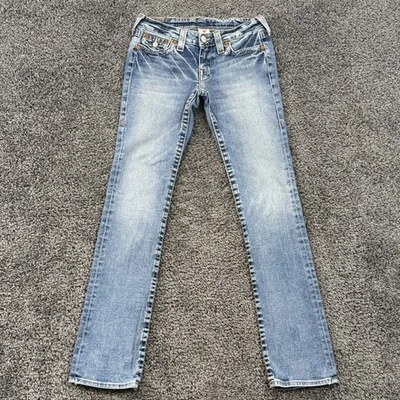 True Religion Billy Jeans Womens Size 27 USA Made Flap Pocket 28x32 Distressed - Image 1 of 4