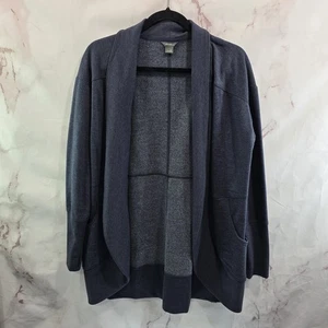 Eddie Bauer Cardigan Womens Medium Blue Camp Fleece Wrap Sweater Sweatshirt  - Picture 1 of 13