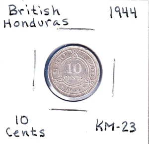 1944 Britisch Honduras 10 Cents (KM-23) .0691 ASW Silber !!! [London Mint] rar - Bild 1 von 2