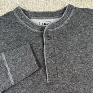 LL Bean Men’s Large Gray River Driver Wool Blend 2 Layer Henley Sweater - Picture 1 of 4